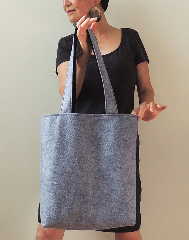New York Tote Bag Grey Wool Felt Tote Bag