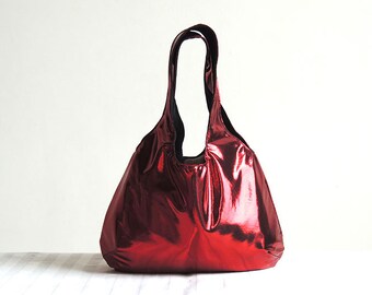 Metallic Red Hobo Tote Bag - Spring Fashion - Tote Bag - New York Tote Bag