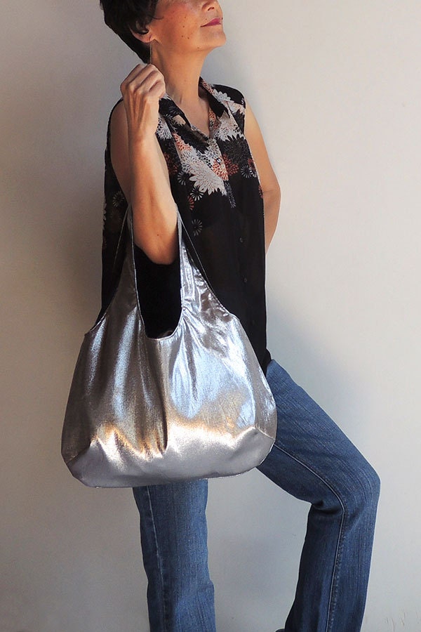 Metallic Silver Hobo Tote Bag Spring Fashion Convenience - Etsy