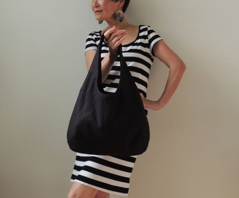 Black Wool Felt Hobo Tote Bag Tote Bag New York Hobo Tote Etsy