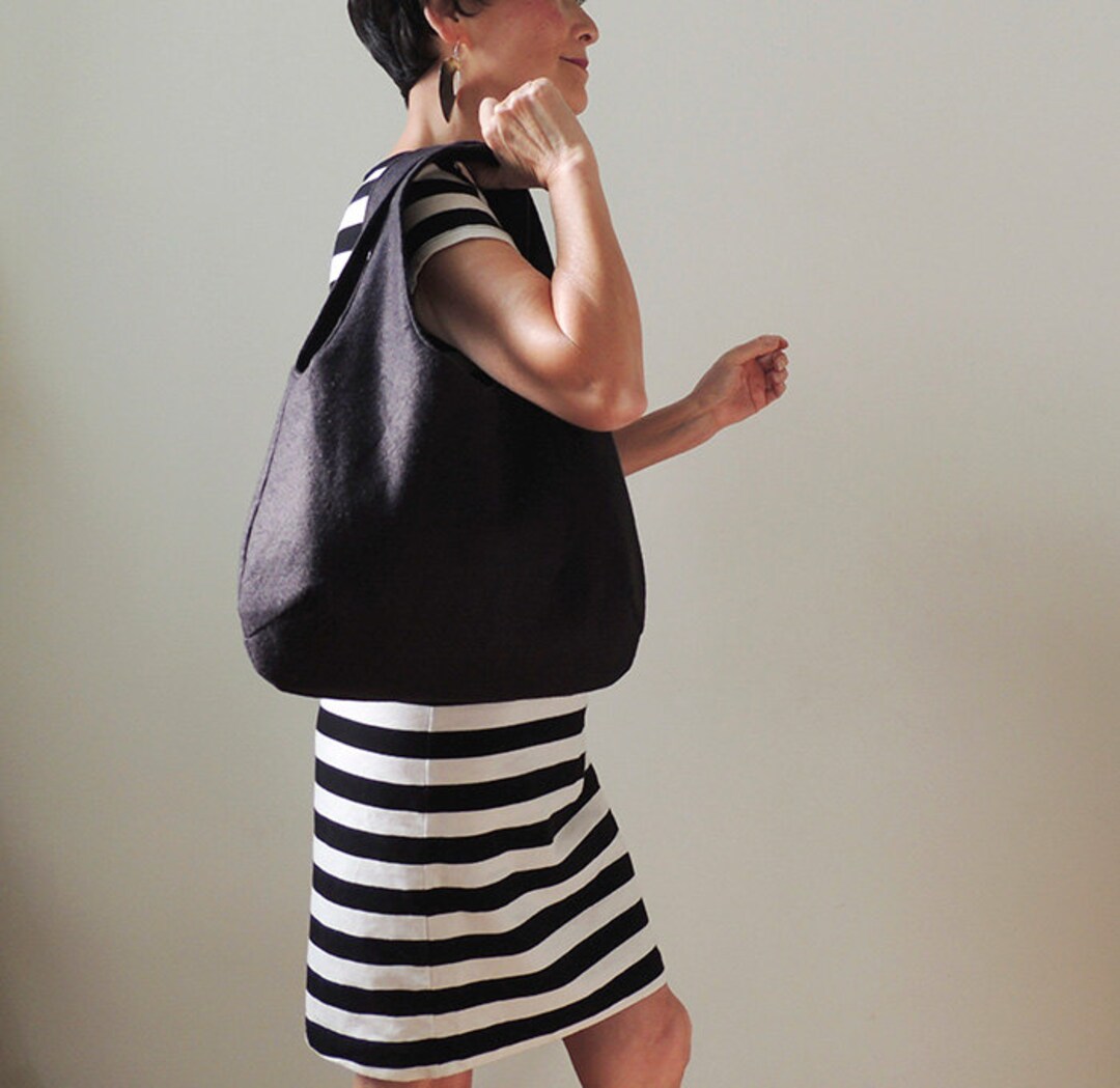 Black Wool Felt Hobo Tote Bag Tote Bag New York Hobo Tote Etsy