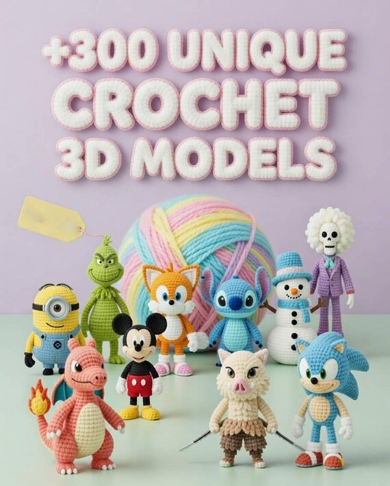 300 Knitted 3D Models Bundle +100 STL & 3MF Files for 3D Printing – Commercial Use Allowed + Photos