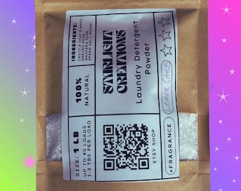 Detergente en polvo natural para ropa / Perfumado o sin perfume / Apto para lavadoras de alta eficiencia (HE) y fosas sépticas / 1, 4 u 8 libras