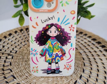 Cartoon Curly hair girl IPHONE 16 PRO MAX. Pretty desing. Semi soft