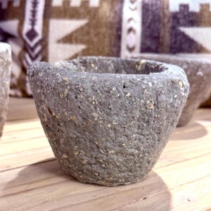 Stone Mortar Bowl lyte rustic wabi sabi style pot small Decorative Vessel Accent Handcrafted Unique rock vessel