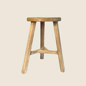 Antique Elm Stool round vintage wabi sabi stool rustic accent table vintage milking stool reclaimed rustic