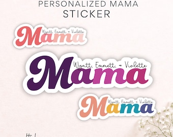 Personalized Mama Sticker: Retro Style, Custom Names