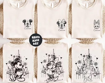 Custom Disney Family Matching Shirts, Retro Mickey Minnie Tee, Personalized Disney World Vacation Shirt
