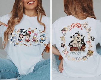 Retro Coquette Bows Pirate Cruise Shirt, Yo Ho Yo Ho Pirate Life Tee, Disney Family Matching Cruise Shirt, Comfort Colors Tee