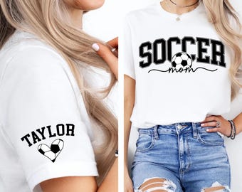 Personalized Soccer Mom Shirt with Kid Name, Custom Soccer Team Shirt, Soccer Mom Gift, Game Day Shirt, Soccer Season Tee