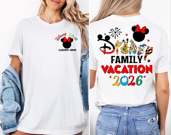 Camiseta personalizada para vacaciones familiares en Disney 2026, camisetas a juego para el viaje a Disney, camiseta personalizada de Mickey y Minnie, camiseta para grupo familiar de Disneyland.