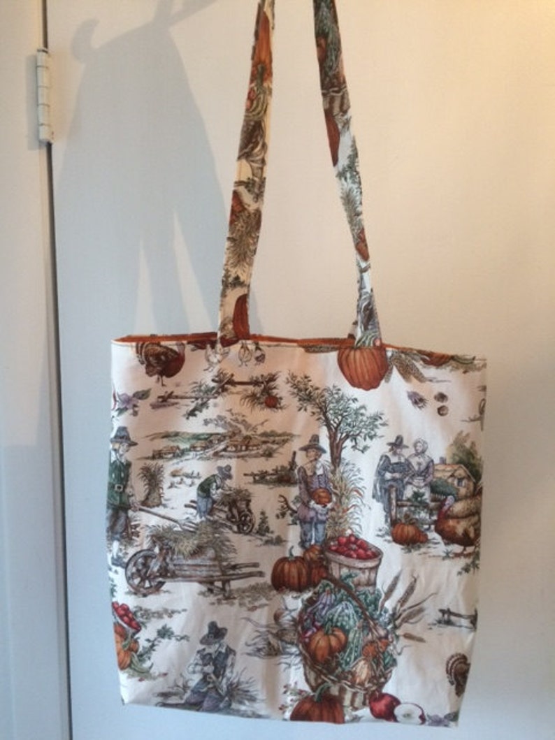 15 Lined handmade tote bag Thanksgiving Fall Festival Tote Bag