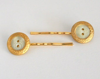 Gold Hair Pins Clear Button Hair Pins Wedding Hair Pins Etsy
