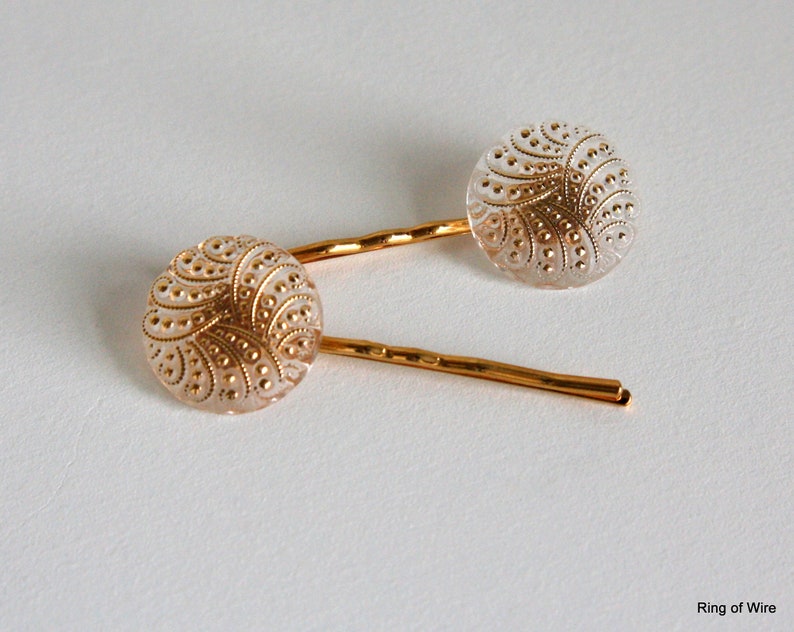 Gold Hair Pins Clear Button Hair Pins Wedding Hair Pins Etsy