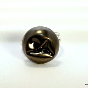 Silver Button Ring, Smashed Button Ring, Metal Button Ring, Silver Wire Ring, Wire Wrapped Ring, Round Button Ring image 3
