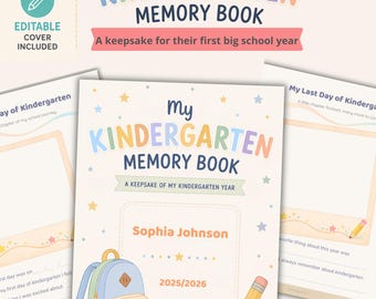 Kindergarten Memory Book Printable | End of School Year Keepsake | Editable Canva Cover | School Memory Book for Kids | Last Day of School