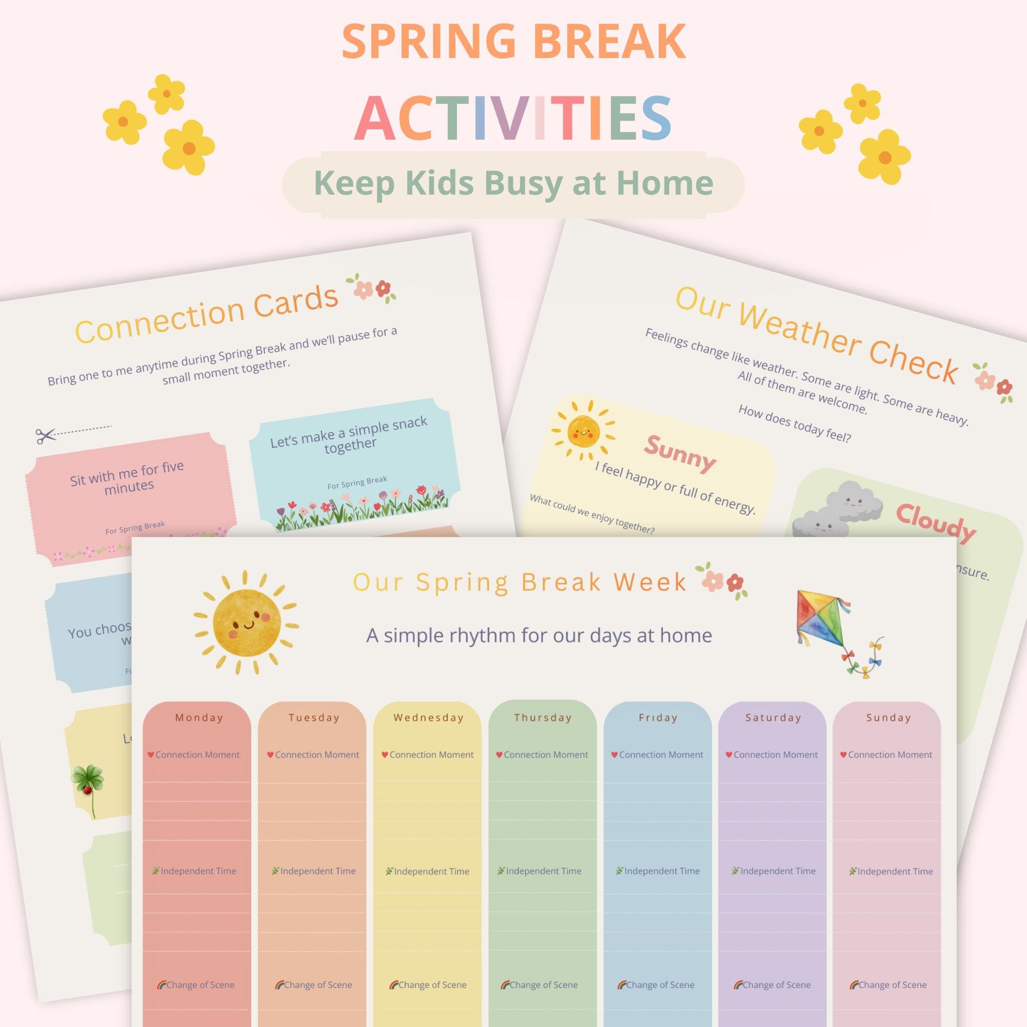 Spring Break Activities for Kids Printable | Kids Spring Break Planner ...