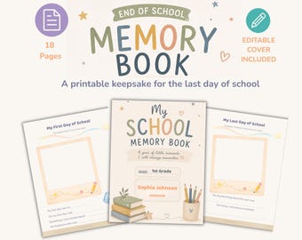 End of School Memory Book for Kids | Last Day of School Keepsake | Printable School Year Journal | School Memory Book