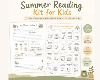 Summer Reading Kit for Kids | Printable Reading Activities | Book Review Page | Summer Reading Challenge | Screen Free Activity | PDF