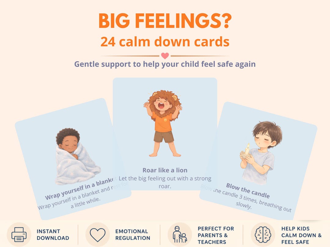 Calm Down Cards for Kids | Emotional Regulation Printable | Calm Corner ...