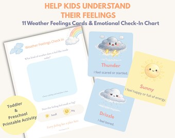 Weather Feelings Chart for Kids | Emotional Check In Printable | Toddler & Preschool Feelings Activity | Calm Corner Tool.