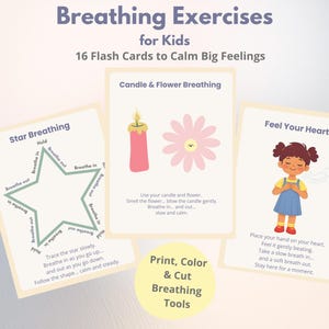 Atemübungen für Kids | Beruhigungstechniken Karten | Werkzeuge zur emotionalen Regulierung | Beruhigungs- und Beruhigungskonzepte für große Gefühle