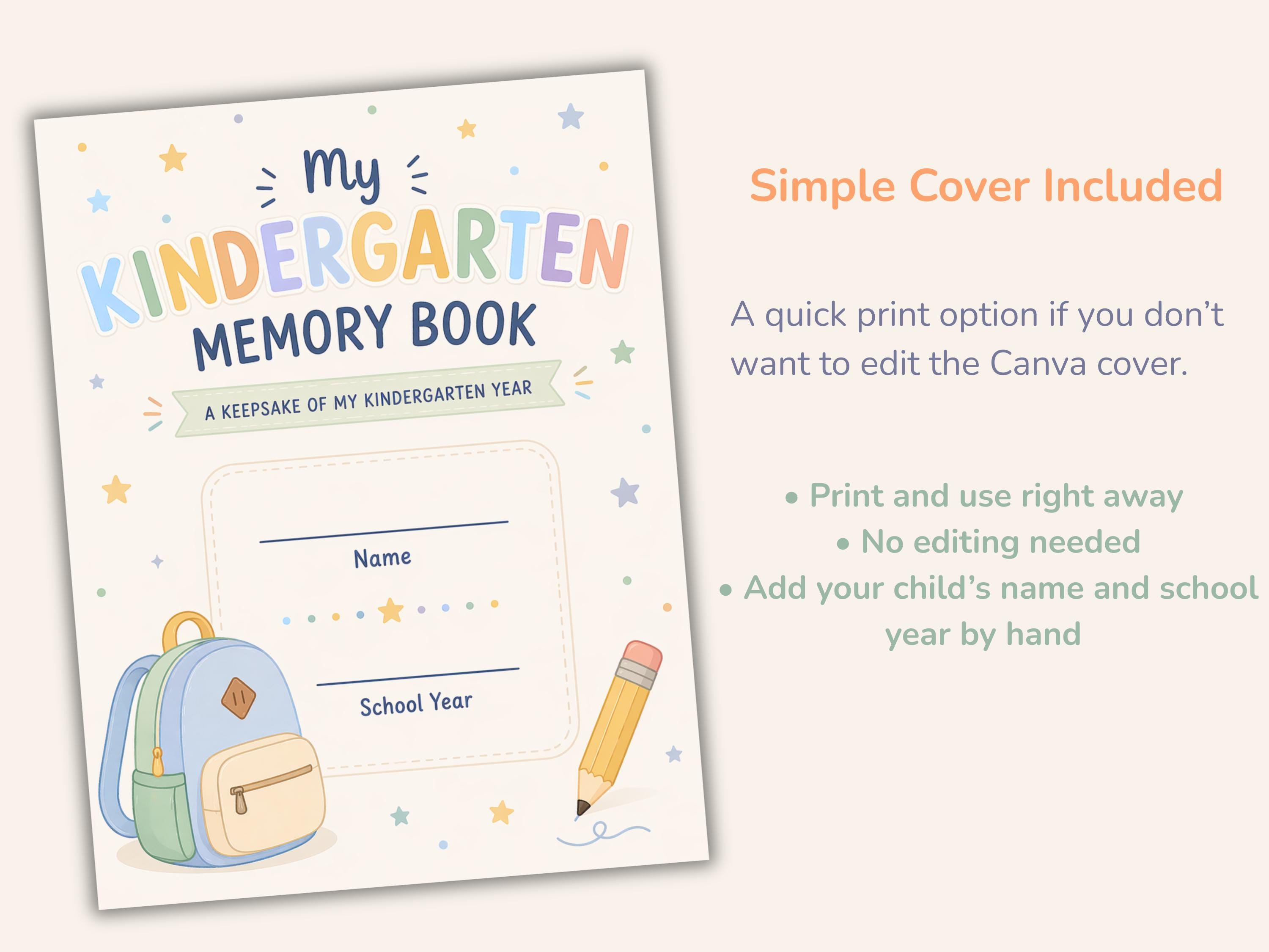 Kindergarten Memory Book Printable | End of School Year Keepsake ...