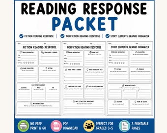 Pacchetto di attività di lettura per le classi dalla terza alla quinta elementare / Schede di comprensione della lettura di testi narrativi e non narrativi / Organizzatore grafico / Centri di alfabetizzazione