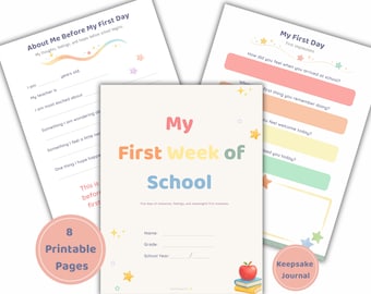 First Week of School Journal, Printable Back to School Keepsake for Kids