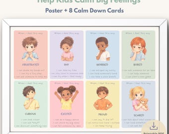 Kids Feelings Poster & Calm Down Cards | Emotional Regulation Toolkit (PDF Download)