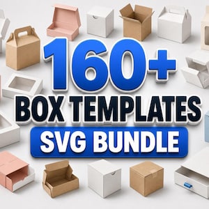 160+ Box Templates SVG Bundle, Paper Craft Box Designs, Printable Packaging Cut Files, Cricut Svg Dxf Eps, DIY Gift Boxes Digital Files