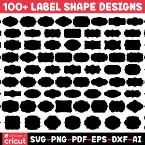 Label Shape SVG Bundle, Label Shape SVG, Label Template, Label Frame Clipart, Badge SVG, Tag Shapes, Decorative Labels, Instant Download