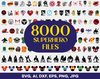 Superhero SVG Bundle, Hero Png Svg Files, Comic Cut Files, Cricut Silhouette, Eps Dxf AI Png, Instant Download