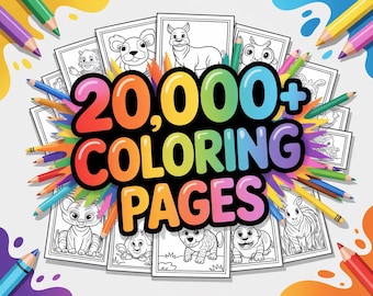 20,000+ Coloring Pages Mega Bundle, Printable Coloring Pages for Kids and Adults, Instant Download Coloring Book Pack