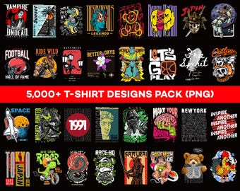 5000+ Streetwear Design Bundle, Modern T-Shirt Graphics Pack, Urban T-Shirt Art, Printable Apparel Designs, Instant Download