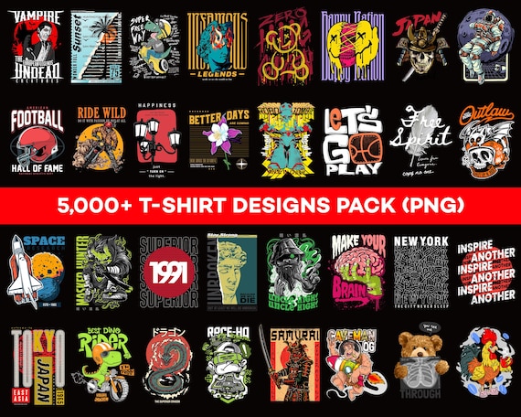 5000+ Streetwear Design Bundle, Modern T-Shirt Graphics Pack, Urban T-Shirt Art, Printable Apparel Designs, Instant Download