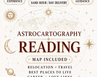 占星術チャートリーディング、恋愛・仕事・金運に最適な場所、移住占星術チャート、旅行ガイダンス、即日配達