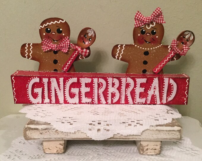 Gingerbread Shelf Sitter Housewarming Hand Painted Ginger Collector ...