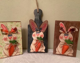 Bunny Blocks Decor Pick One Housewarming Easter Decor Tier Tray Spring Decor Handmade Ready to Ship