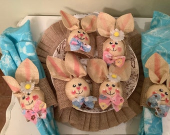 Bunny Easter Napkin Rings Housewarming. Set of 6 Ready to Ship  Handmade Easter Table Holiday  Decor Easter Table Decor