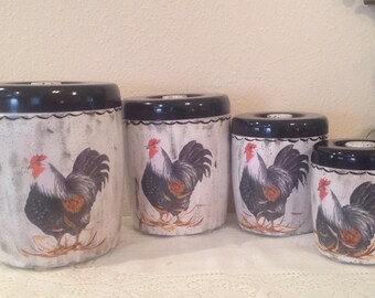 Kitchen Rooster Canisters Etsy