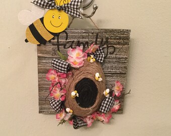 Bee Skep  Wall Decor Housewarming Bee Hive Spring Decor Country Home Handmade Ready to Ship Home Decor Country Decor Farm Home