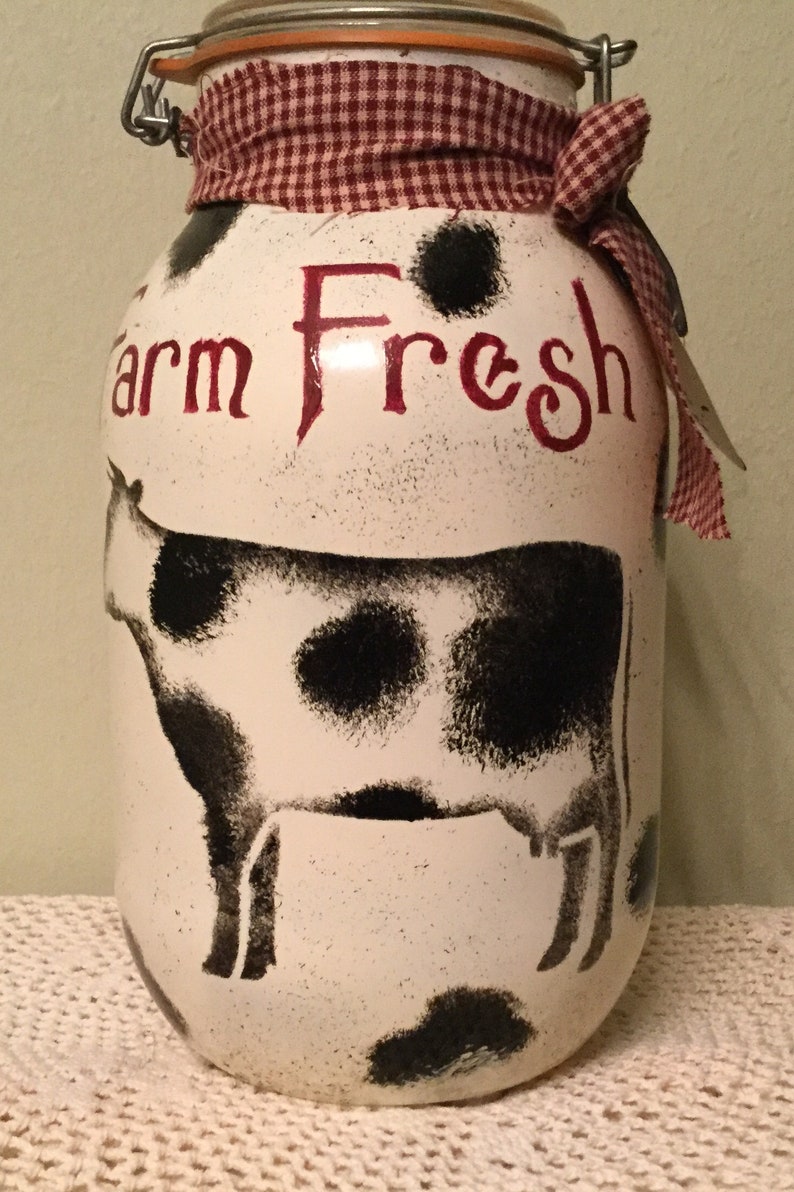 Cow Cookie Jar Upcycled Gallon Jar Kitchen Decor Country | Etsy