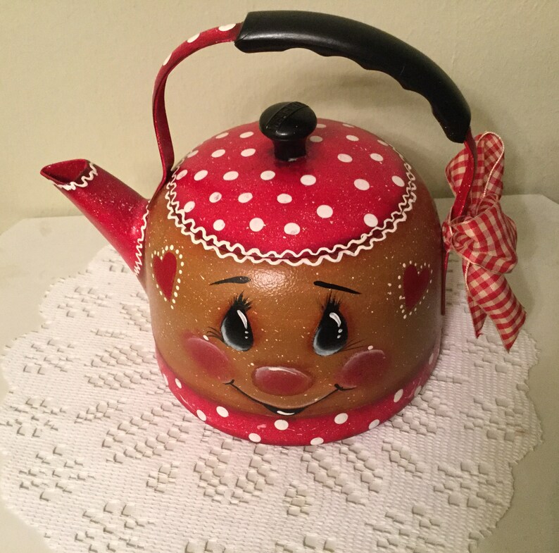 Gingerbread Tea Kettle Upcycled Housewarming Vintage Handmade Etsy