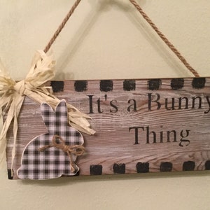 Bunny Easter Sign Housewarming Easter Door Wall Hanging Bunny Decor Easter Decor Handmade Ready to Ship image 2