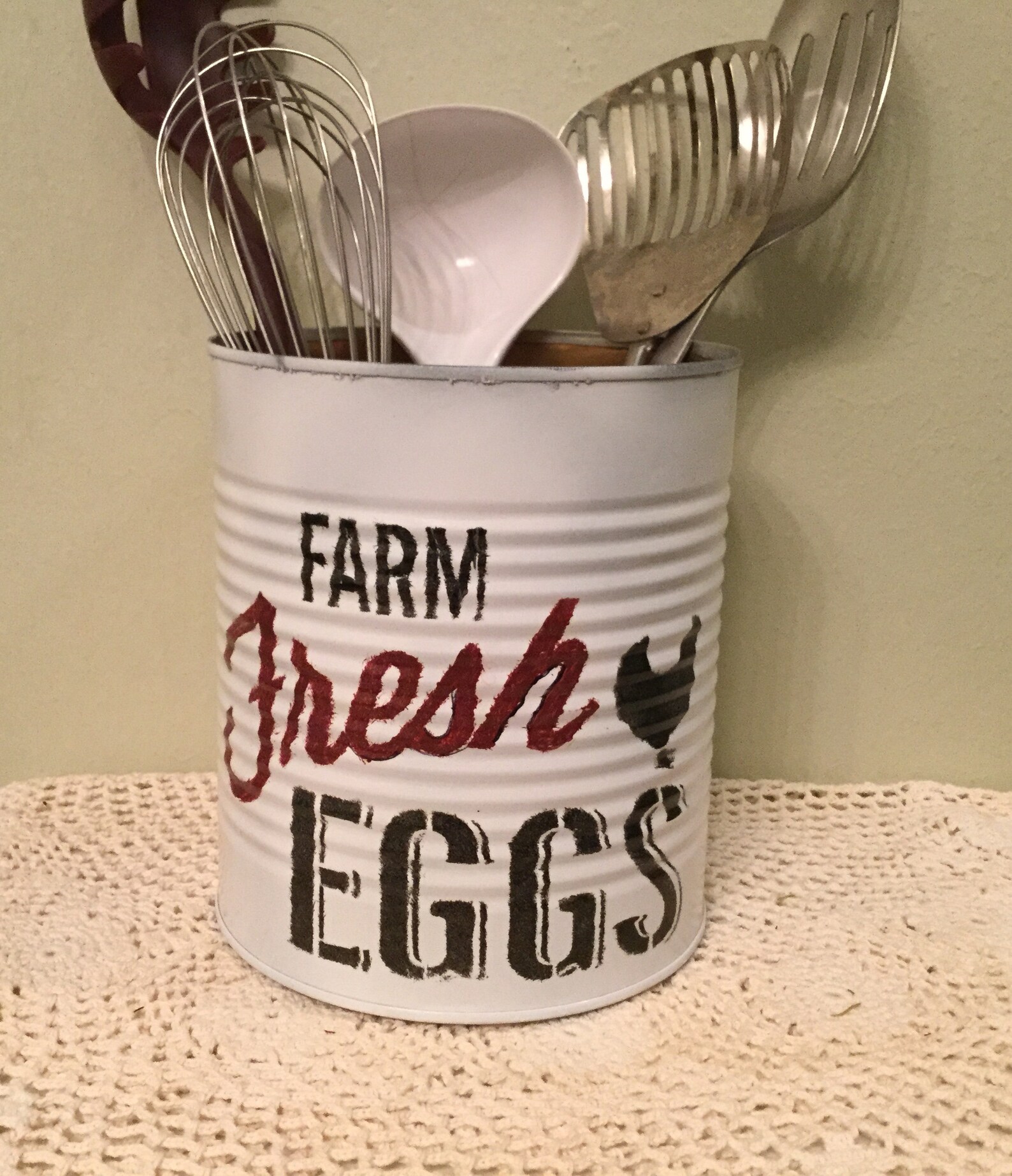 Rooster Kitchen Utensil Holder..tin..kitchen Decor..country Etsy