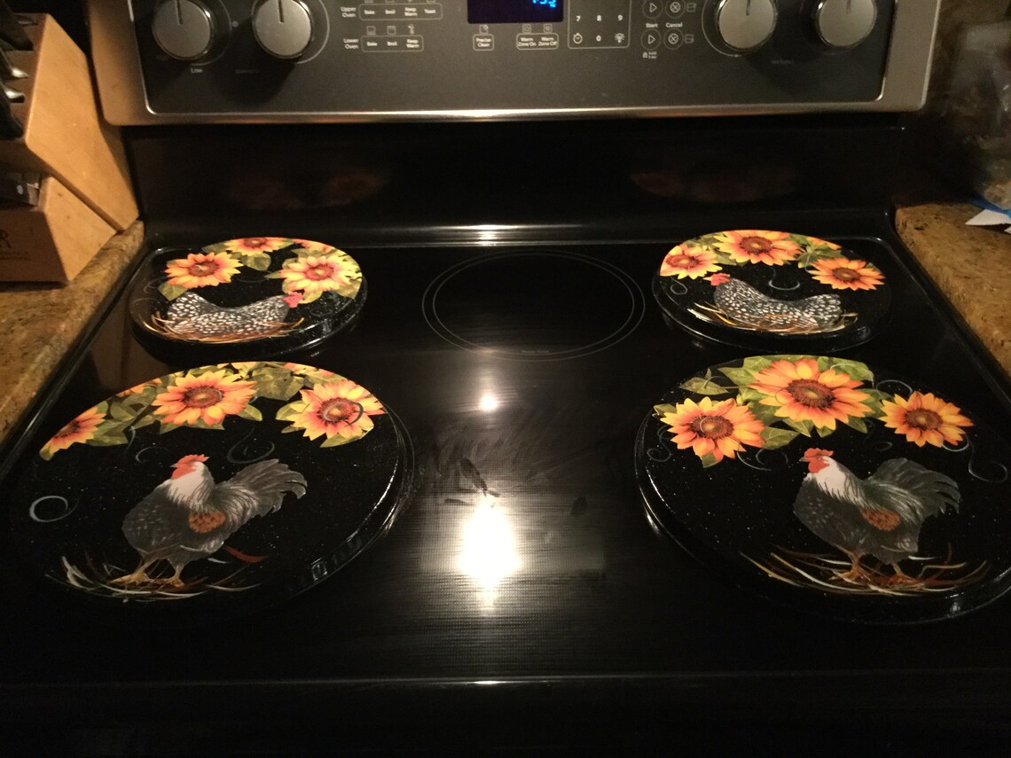 Rooster Hen Stove Burner Covers Housewarming Farm Kitchen Farm Etsy