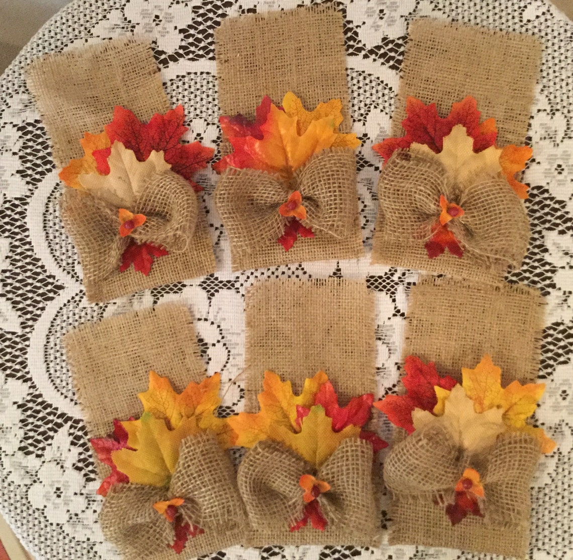 Fall Silverware Holders Set of Six Housewarming Holiday Table Etsy