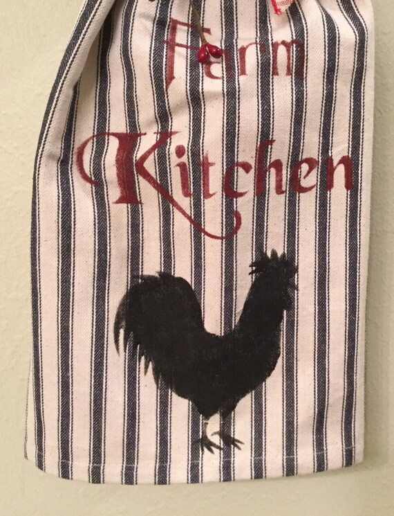 Rooster Decorative Towel Hand Paintedhome Decor Kitchen Decor Etsy