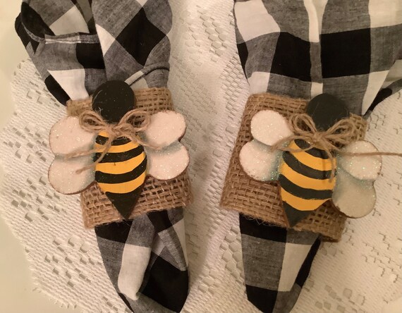 Bee Napkin Rings Set of Six Housewarming. Ready to Ship All | Etsy
